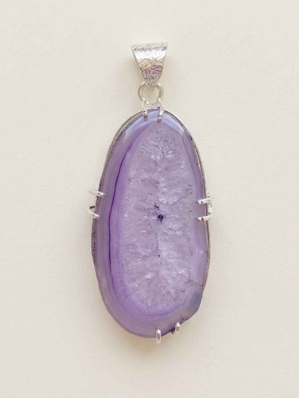 Lavender Agate Druzy Pendant
